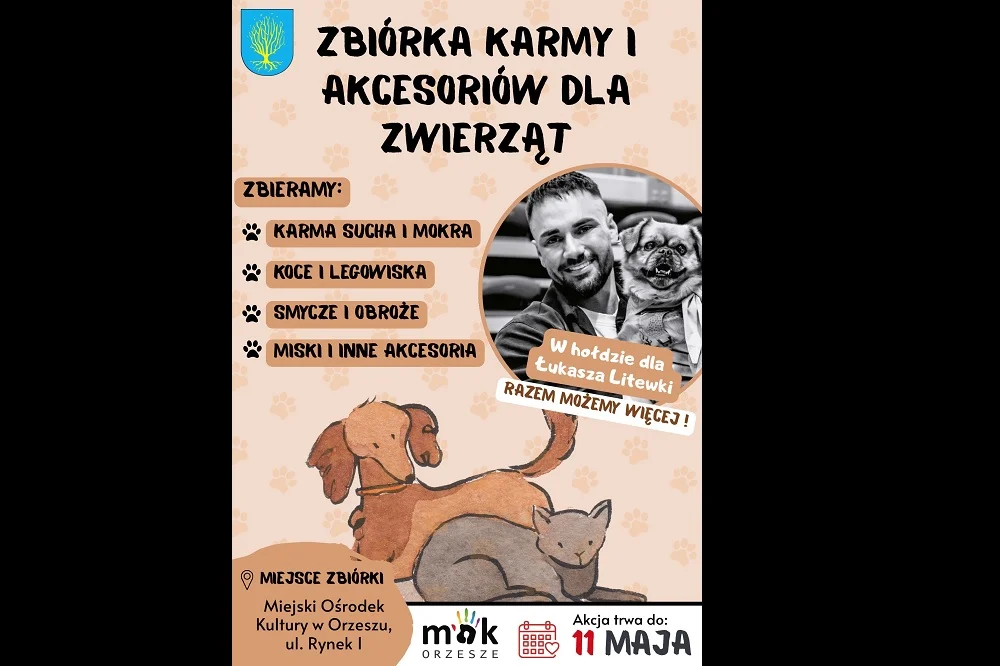 Orzesze pomaga zwierzętom. Ruszyła zbiórka w Miejskim Ośrodku Kultury