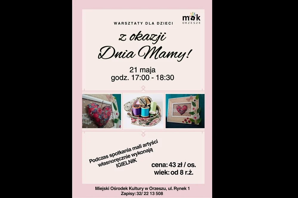 Warsztaty na Dzień Mamy w Orzeszu. Dzieci przygotują igielnik w kształcie serca