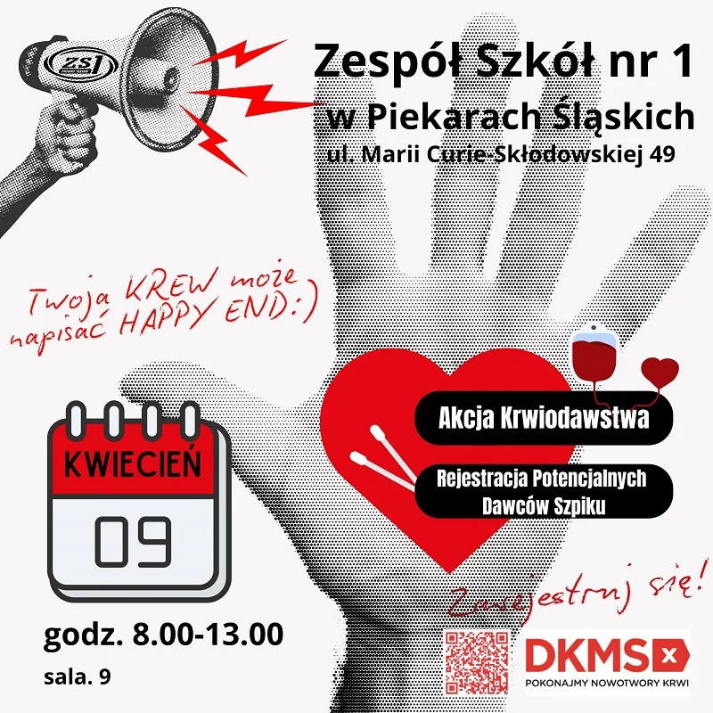 Oddaj krew i zarejestruj się w DKMS. Ważna akcja w Zespole Szkół nr 1 / fot. UM Piekary Śląskie
