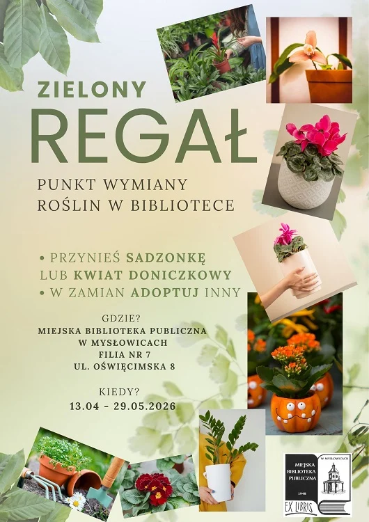 Zielony Regał wrócił do Mysłowic. W bibliotece znów wymienisz rośliny / fot. MBP Mysłowice