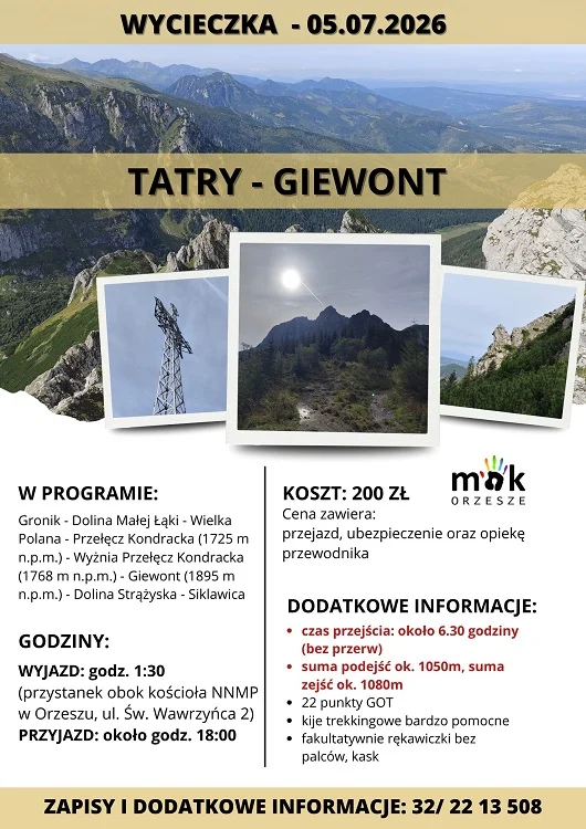 Tatry na jeden dzień. MOK Orzesze ogłosił wycieczkę na Giewont / fot. MOK Orzesze