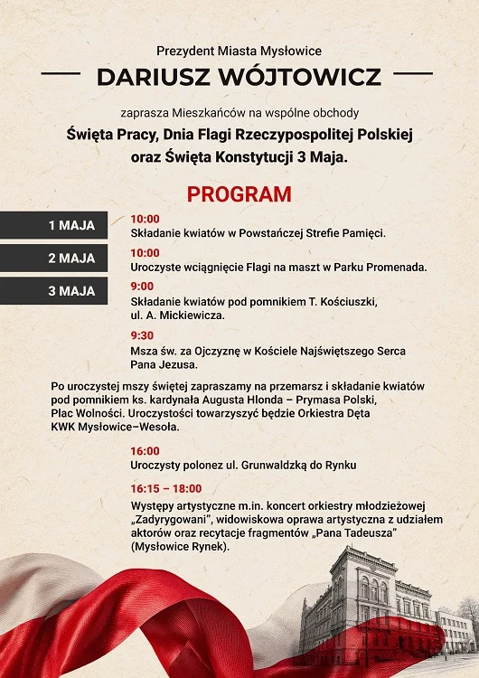 Polonez ulicami miasta i występy na Rynku. Tak Mysłowice uczczą majowe święta / fot. UM Mysłowice