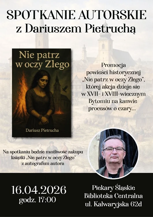 Spotkanie z Dariuszem Pietruchą w bibliotece. O czarownicach i mrocznym Bytomiu / fot. UM Piekary Śląskie