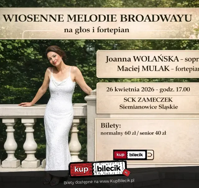 „Wiosenne Melodie Broadway’u” w Siemianowicach Śląskich – koncert na głos i fortepian