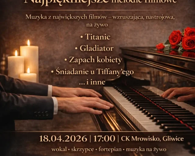 Najpiękniejsze melodie filmowe w Gliwicach – koncert w CKS Mrowisko