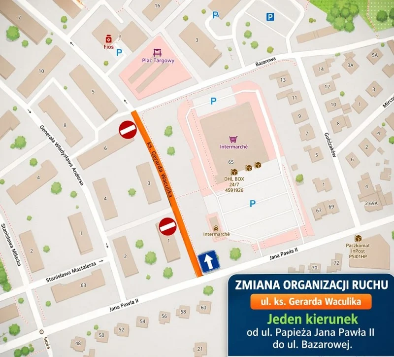 Zmiana organizacji ruchu na ul. ks. Gerarda Waculika / fot. UM Piekary Śląskie