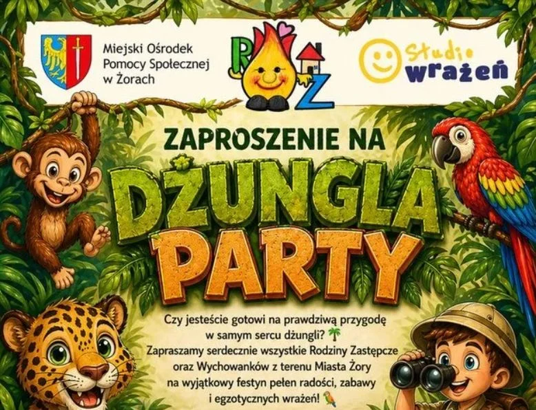 Dżungla Party w Żorach dla rodzin zastępczych i dzieci