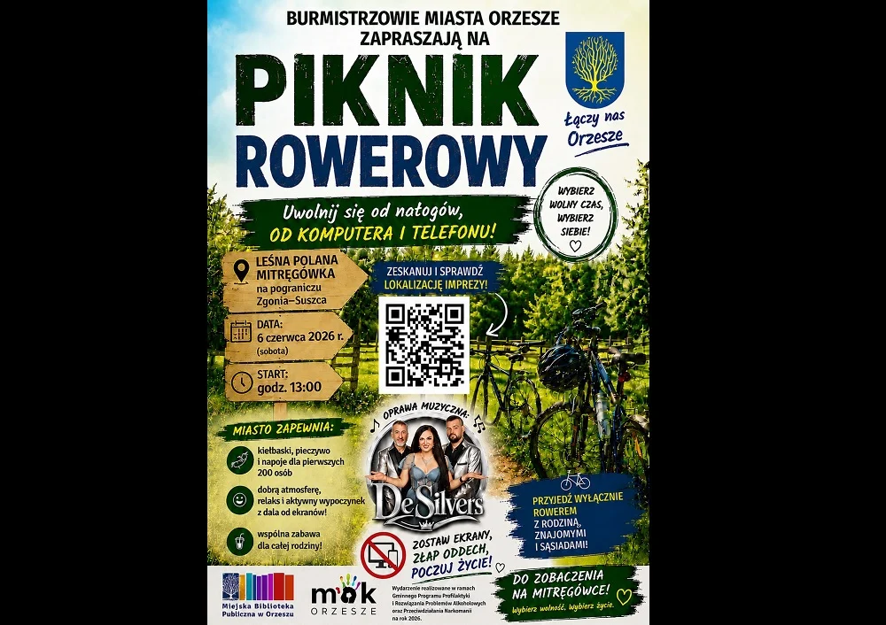 Rowerem na Mitręgówkę! Orzesze zaprasza na rodzinny piknik z ogniskiem i muzyką