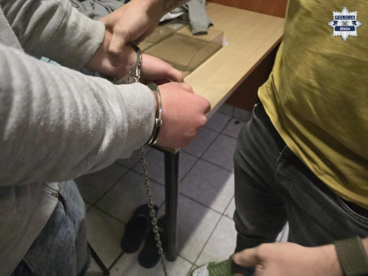 Zwabili 18-latka do lasku, pobili go i okradli. Policjanci zatrzymali dwie osoby / fot. KMP Gliwice