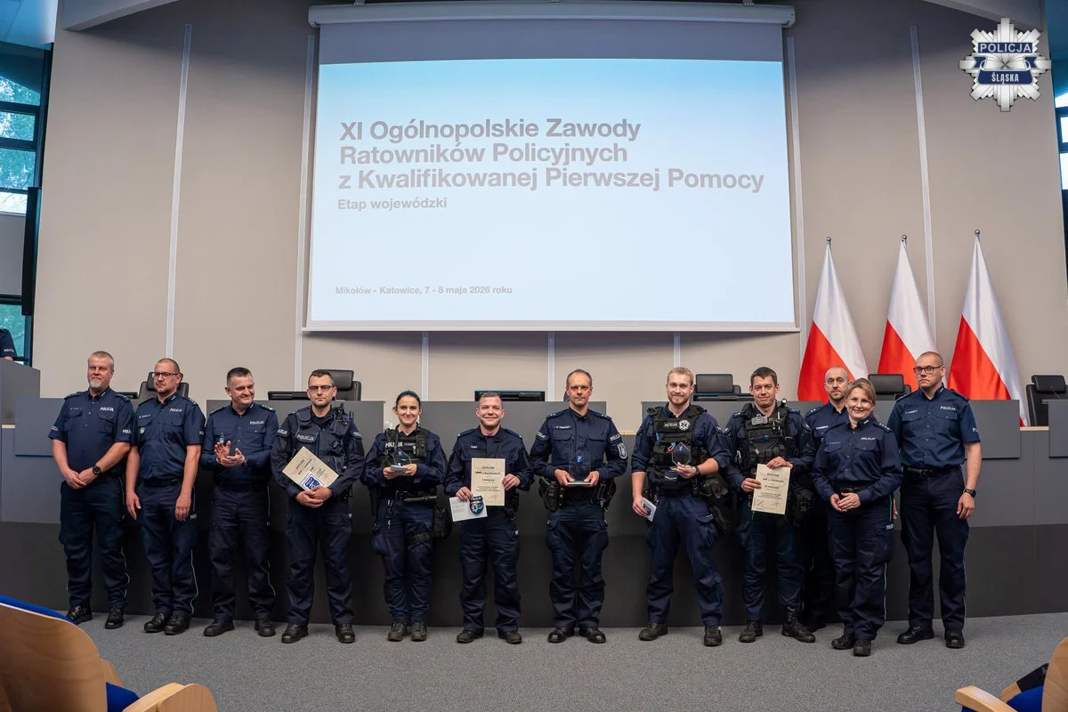 Katowiccy policjanci na podium wojewódzkich zawodów ratowniczych