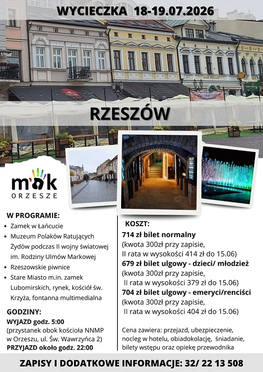 Dwudniowa wycieczka do Rzeszowa. Trwają zapisy / fot. MOK Orzesze