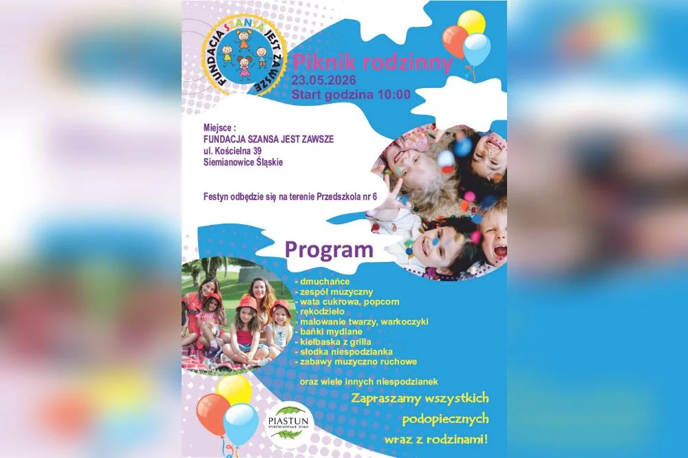 Rodzinny piknik w Siemianowicach Śląskich. Będą atrakcje, zabawy i domowe ciasta