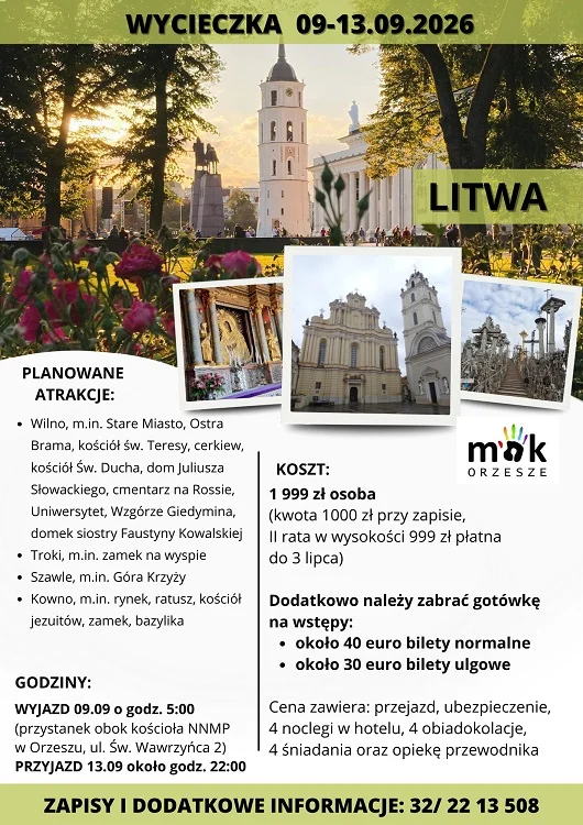 Wycieczka na Litwę z MOK Orzesze - Wilno, Troki i Góra Krzyży / fot. MOK Orzesze