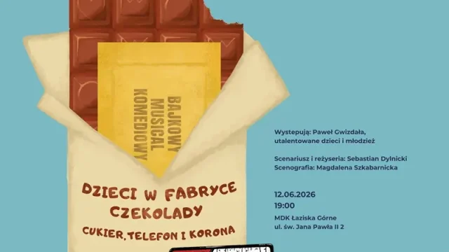 „Dzieci w fabryce czekolady. Cukier, telefon i korona” – spektakl rodzinny w Łaziskach Górnych