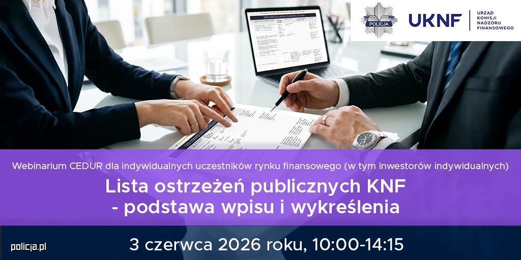 Bezpłatne webinarium KNF już 3 czerwca. Tematem lista ostrzeżeń publicznych