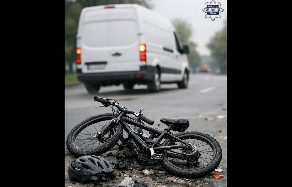 Wypadek na ul. Kujawskiej w Gliwicach. Policja szuka białego combivana
