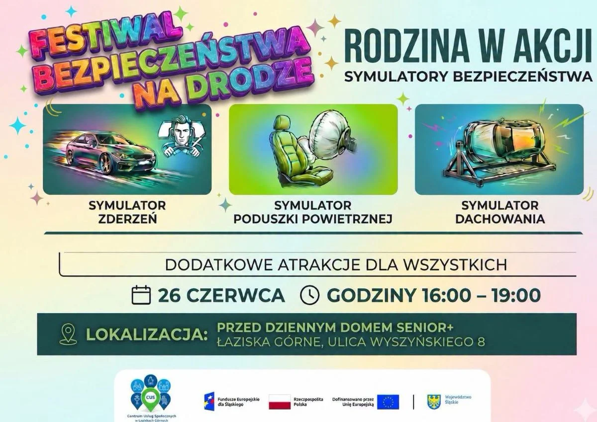 Festiwal Bezpieczeństwa na Drodze w Łaziskach Górnych. Rodzinna przygoda 26 czerwca