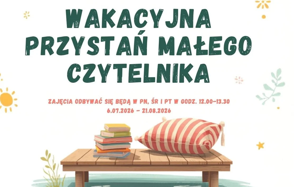 Wakacyjna Przystań Małego Czytelnika w Pyskowicach. Biblioteka zaprasza dzieci na zajęcia