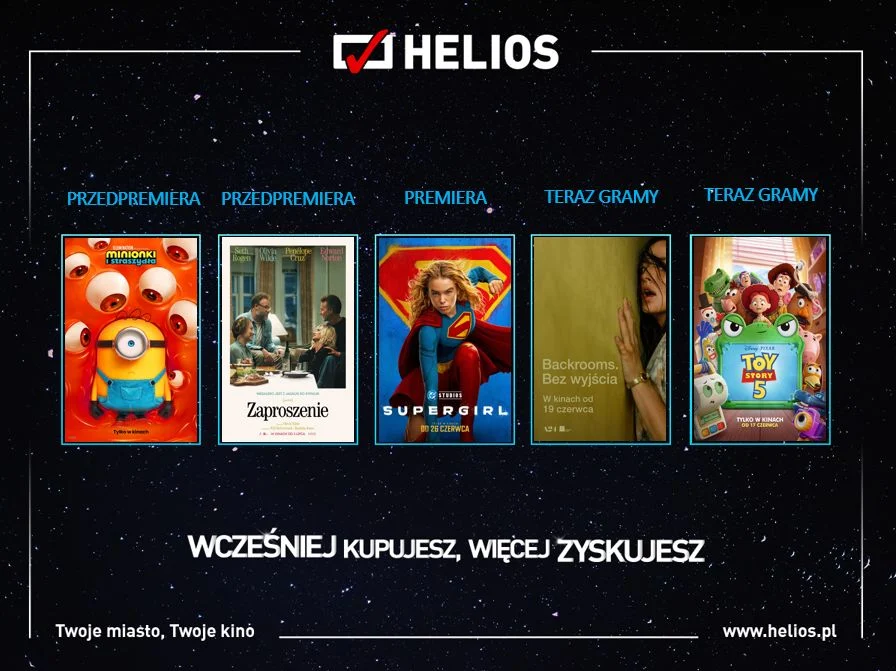 Od „Supergirl” po nocne maratony - filmowy początek wakacji w Heliosie