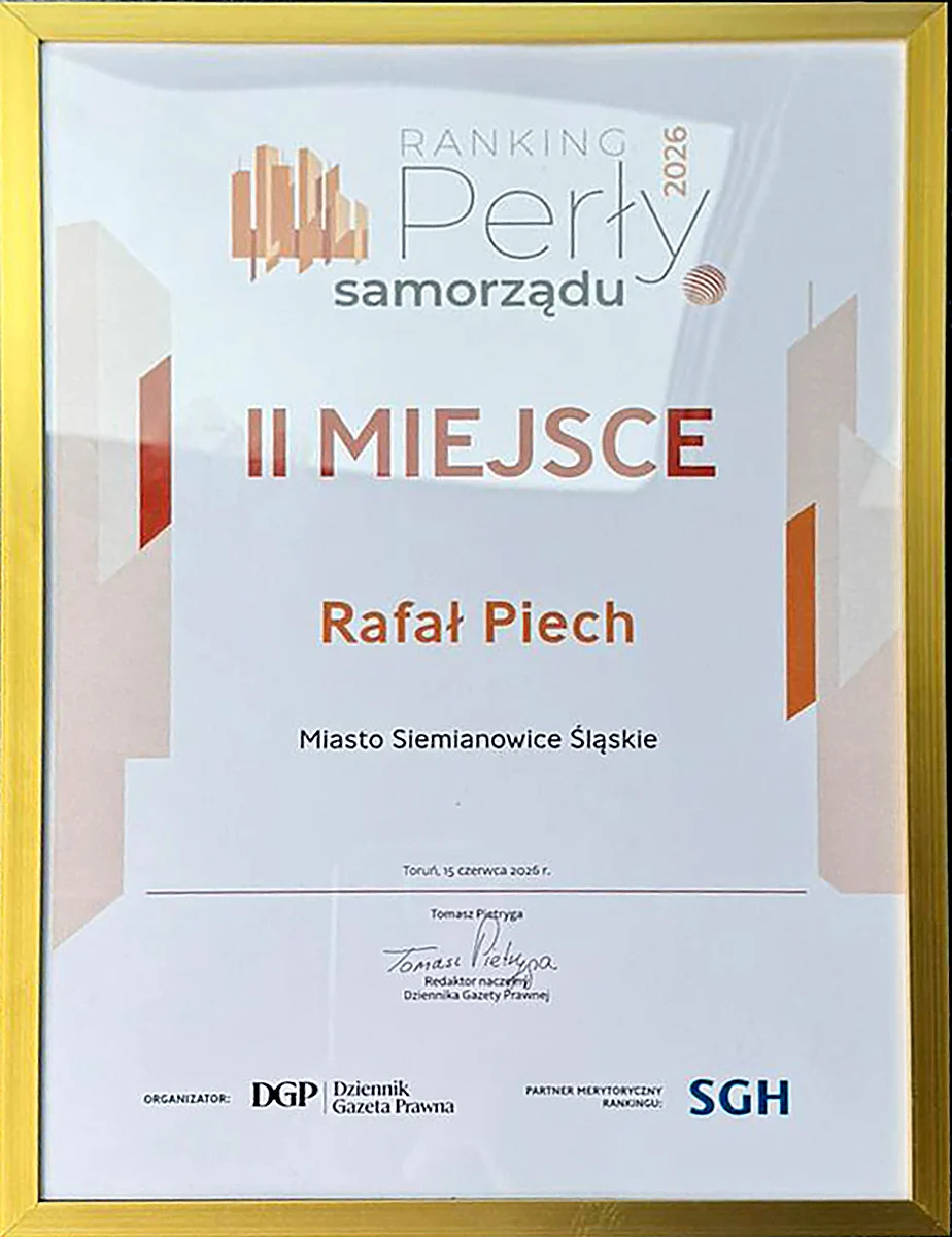 Drugie miejsce w kraju! Rafał Piech doceniony za zarządzanie miastem /fot. UM Siemianowice Śląskie