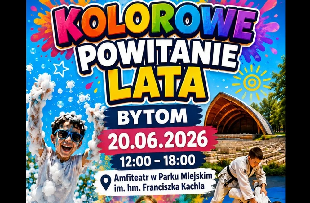 Kolorowe powitanie lata w Bytomiu. Piana party i festiwal kolorów w Parku Kachla