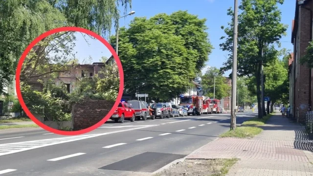 Runęła część ściany dawnego szpitala w Wirku. Na miejscu trwa akcja służb