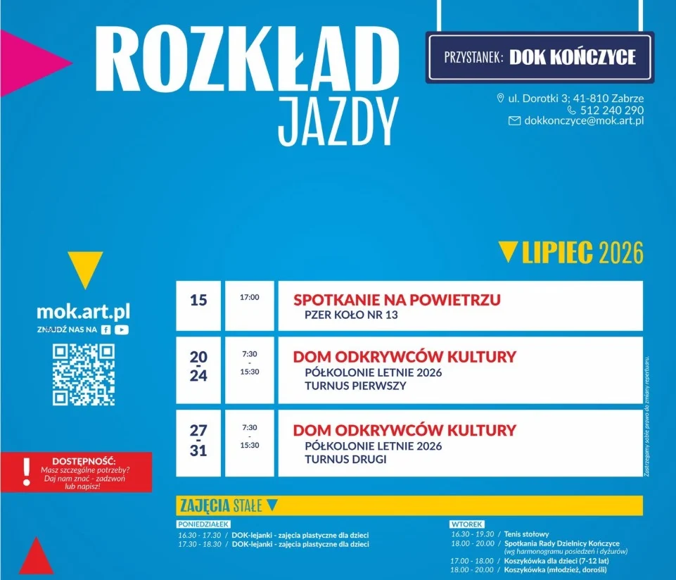 Lipiec w DOK Kończyce. Półkolonie, plastyka, koszykówka i tenis stołowy