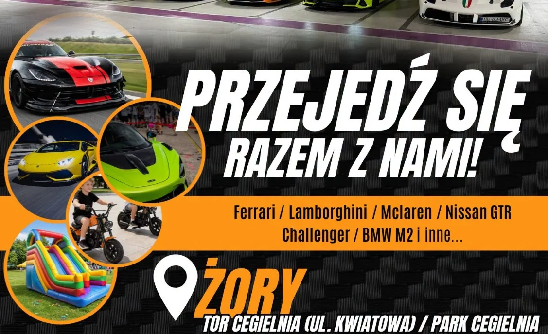Motoryzacyjne show w Parku Cegielnia. 2 sierpnia przejazdy Ferrari, drift i zbiórka na karetkę