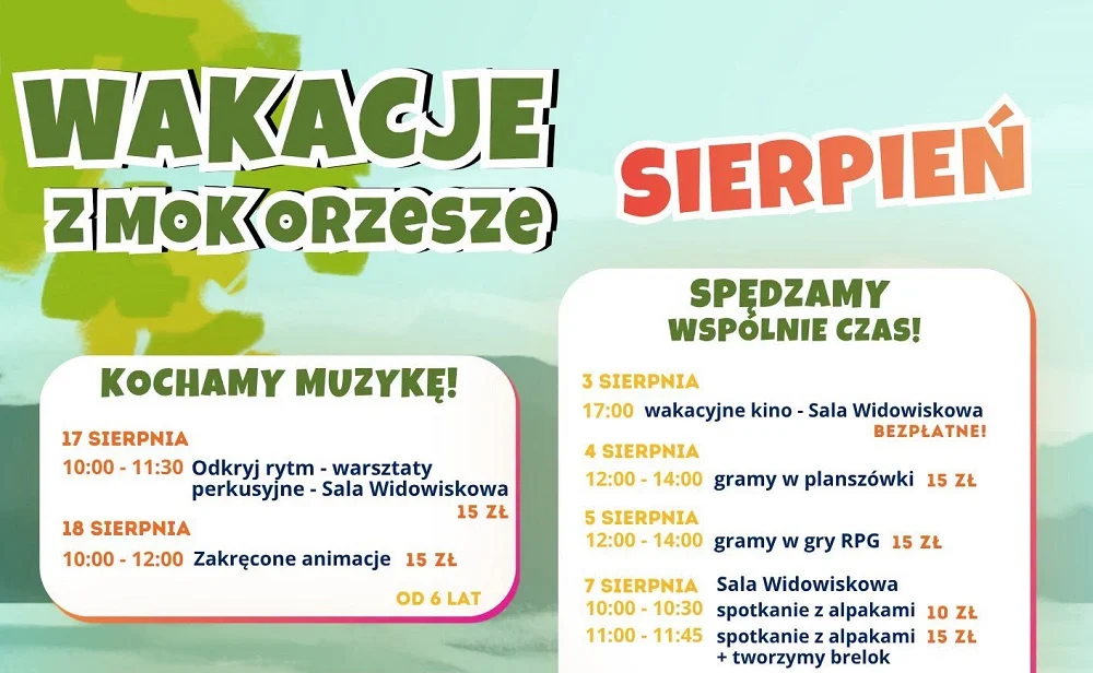 Sierpniowe atrakcje dla dzieci w Orzeszu. Miejski Ośrodek Kultury zaprasza na zajęcia wakacyjne