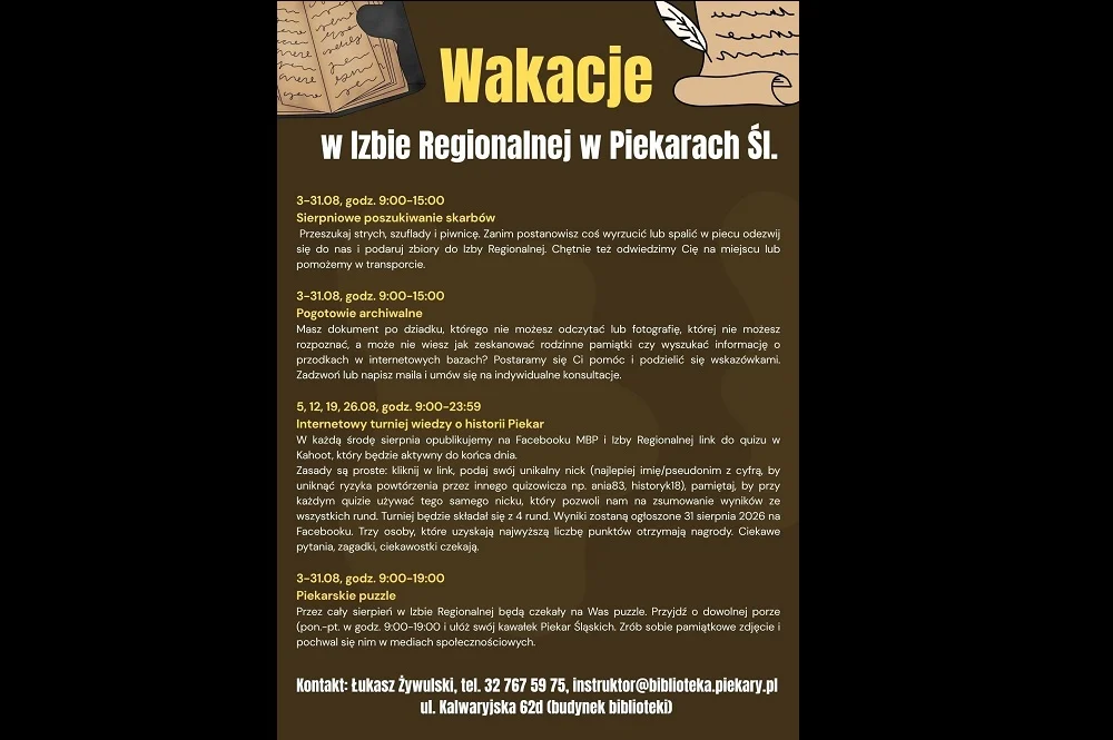 Wakacyjne atrakcje w Izbie Regionalnej w Piekarach Śląskich