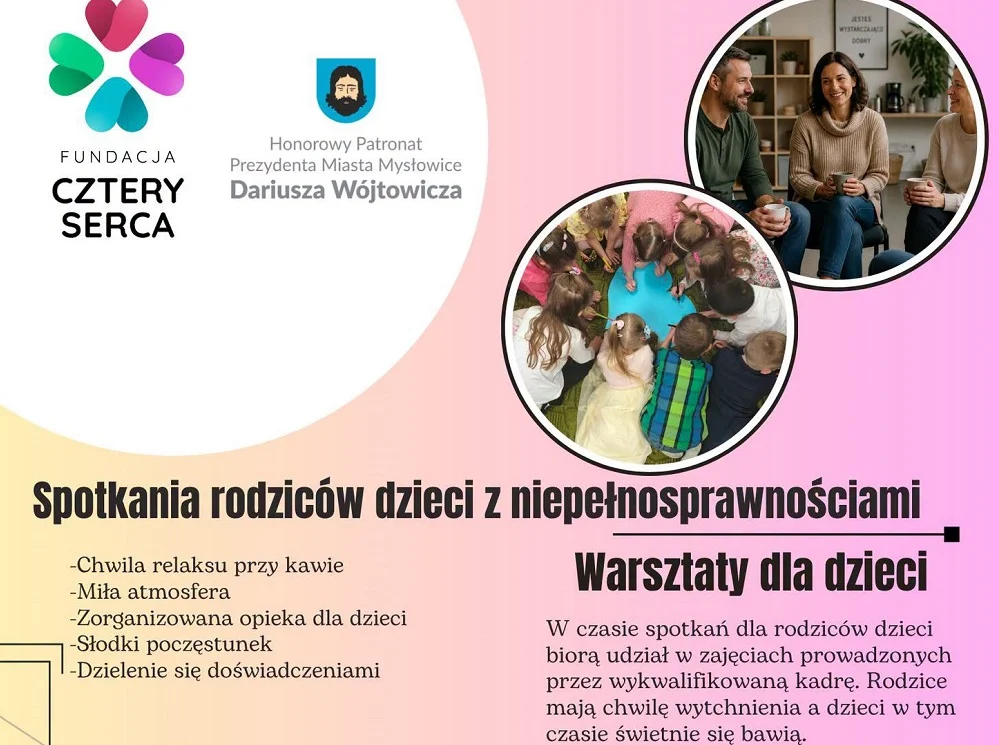 Bezpłatne spotkania dla rodziców dzieci z niepełnosprawnościami. Ruszają zapisy w Mysłowicach
