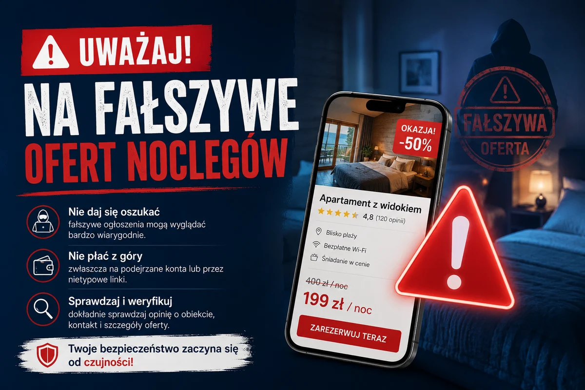 Policja w Rudzie Śląskiej ostrzega przed fałszywymi ofertami noclegów na wakacje
