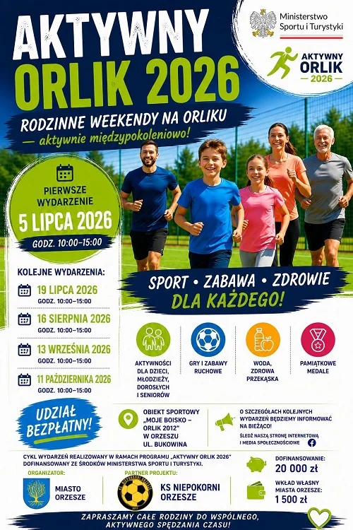 Rodzinne Weekendy na Orliku w Orzeszu. Będą sport, zabawa i zdrowe przekąski / fot. UM Orzesze