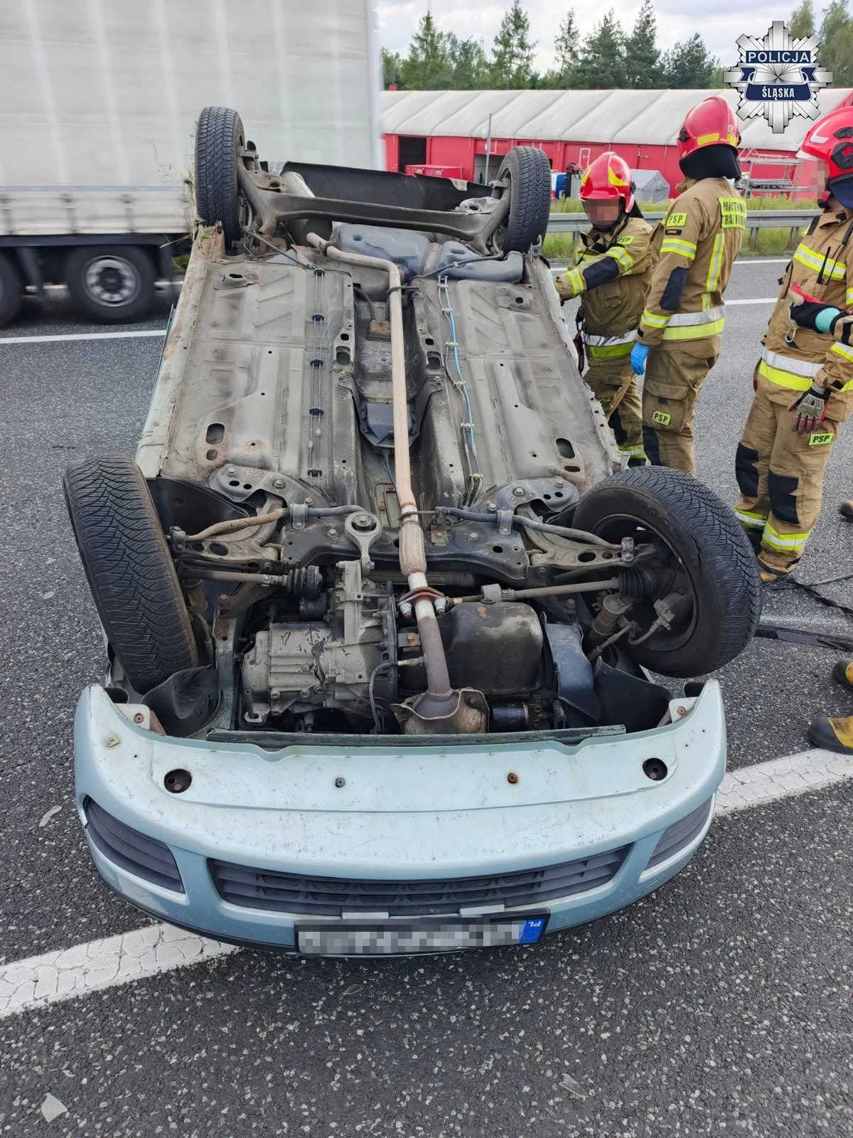 Dachowanie na A4 w Zabrzu / fot. Śląska Policja