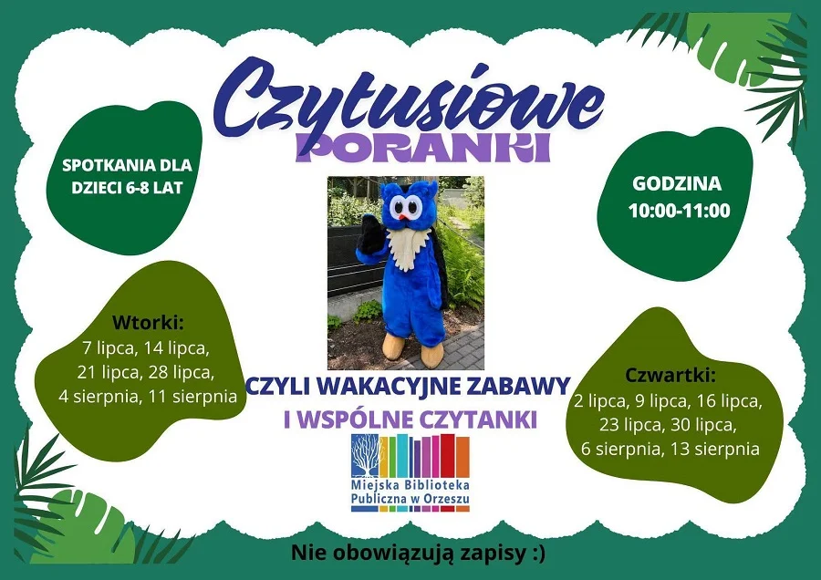 „Czytusiowe poranki” w Orzeszu. Biblioteka zaprasza dzieci na wakacyjną zabawę / fot. MBP Orzesze