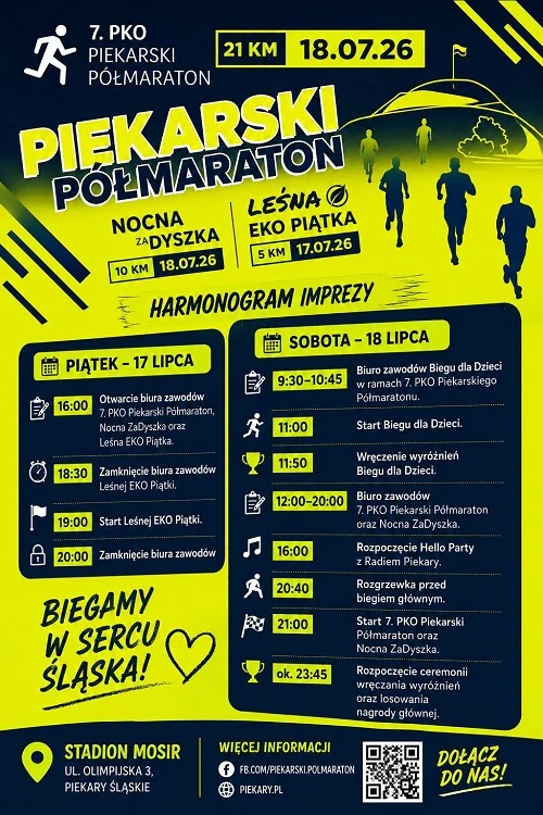 Dwa dni sportowych emocji w Piekarach. Znamy harmonogram półmaratonu / fot. MOSiR Piekary Śląskie