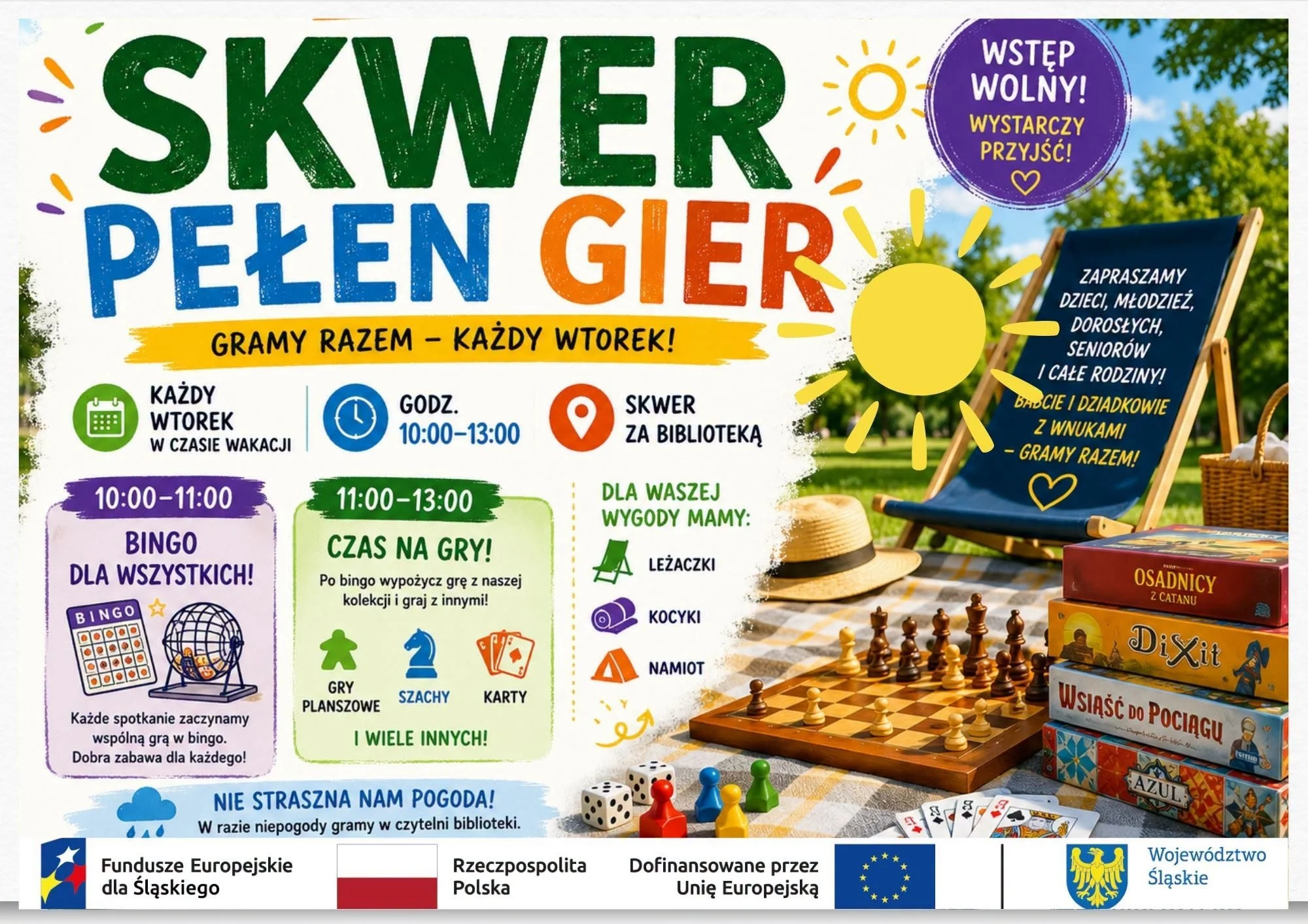 Darmowe gry i bingo w każdy wakacyjny wtorek. Biblioteka w Łaziskach zaprasza