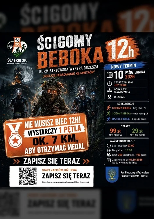 Ściganie Beboka w Orzeszu. Do zdobycia medalu wystarczy jedna pętla / fot. MOK Orzesze