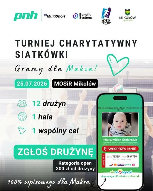 Turniej charytatywny dla Maksa w Mikołowie. Zagra 12 drużyn