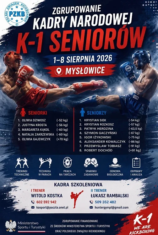 Kadra Polski K-1 będzie trenować w Mysłowicach / fot. Polski Związek Kickboxingu