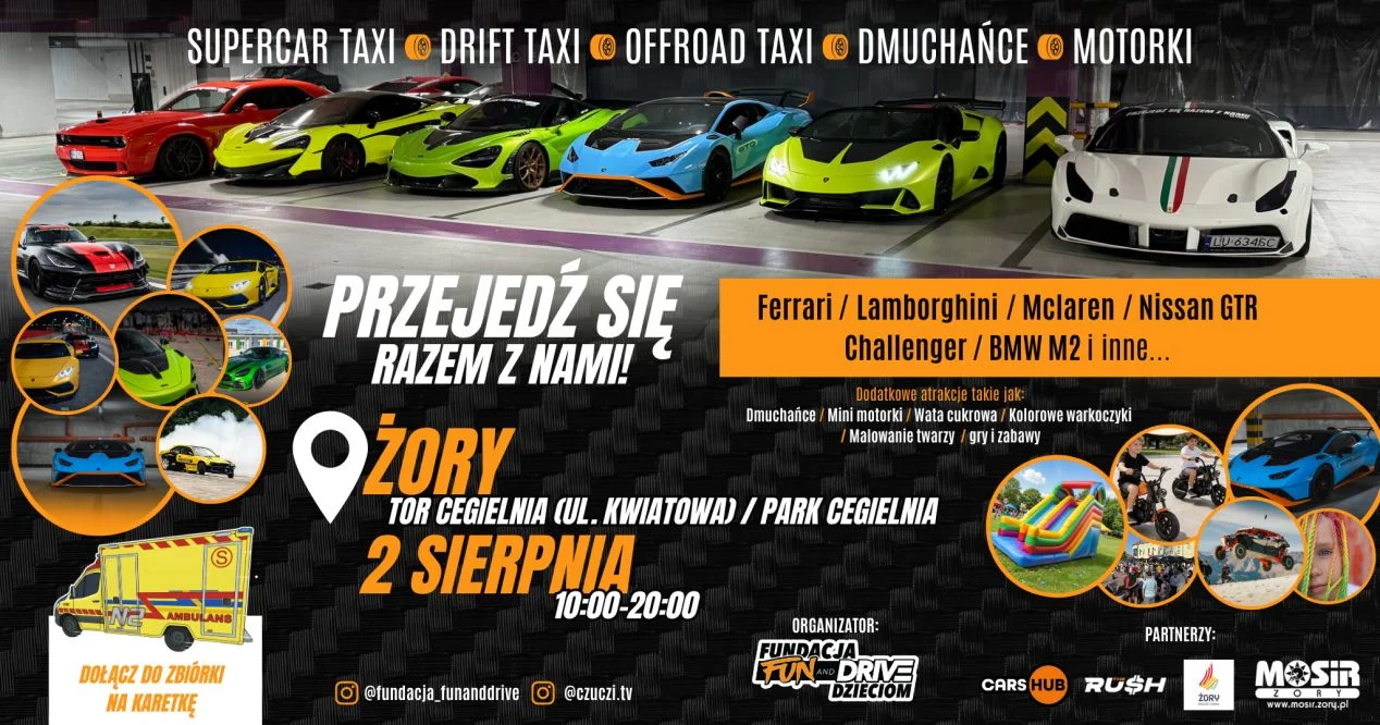 Ferrari, Lamborghini i drift w Parku Cegielnia. Wielka motoryzacyjna impreza w Żorach