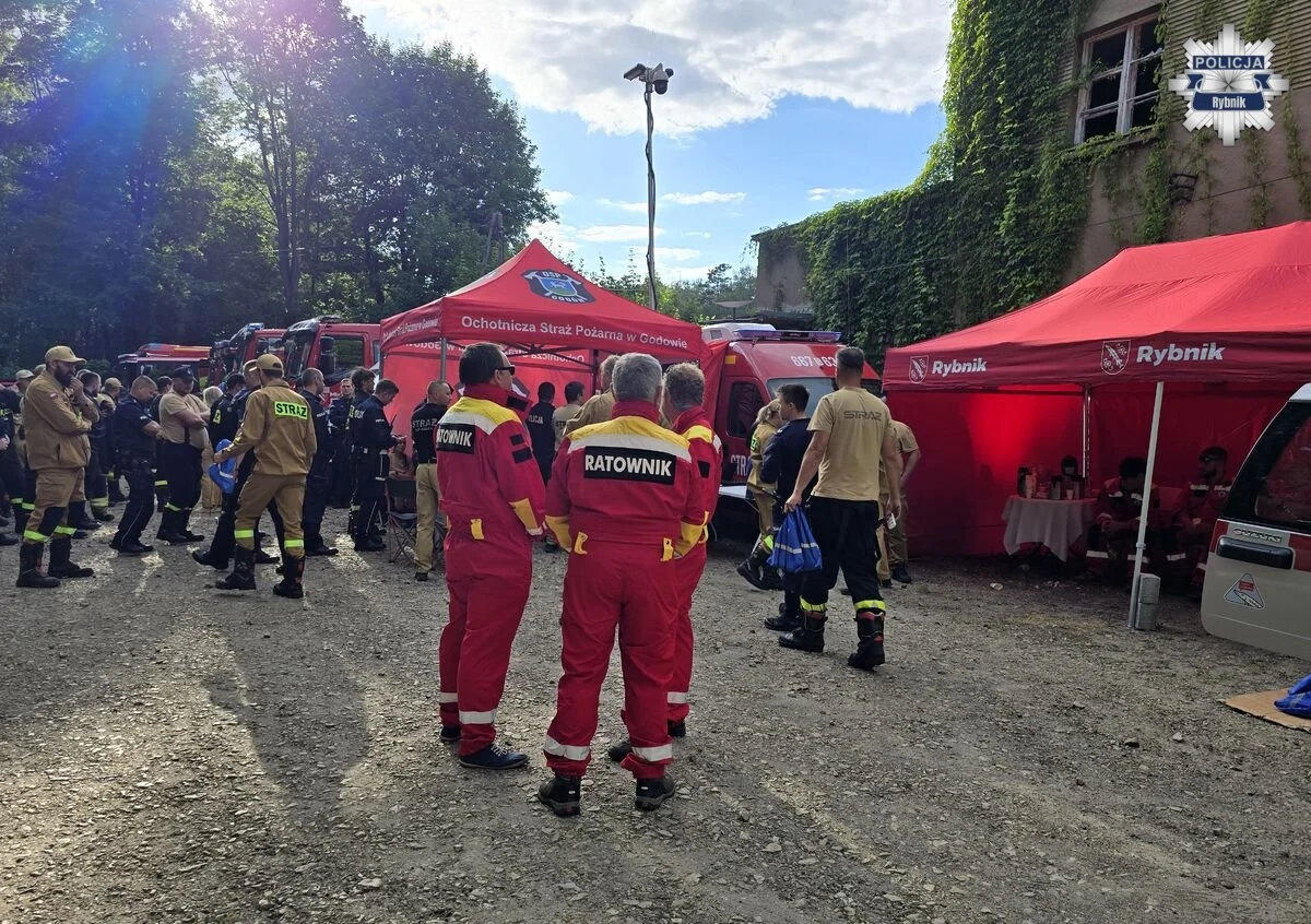 Rybnickie służby sprawdzały gotowość. Ćwiczenia odbyły się w trudnym terenie leśnym /fot. KMP Rybnik