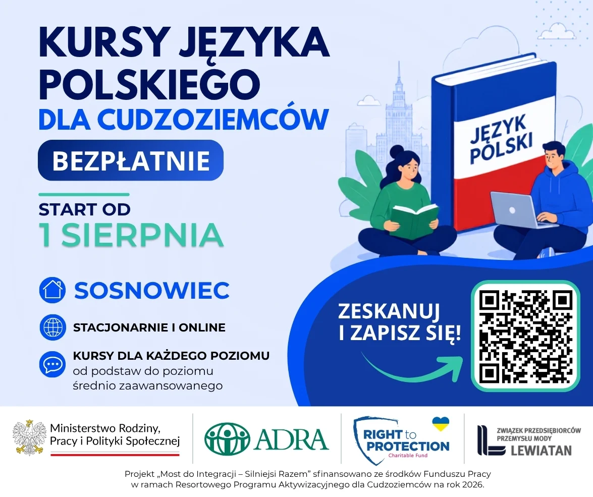 Bezpłatne kursy języka polskiego dla cudzoziemców w Sosnowcu