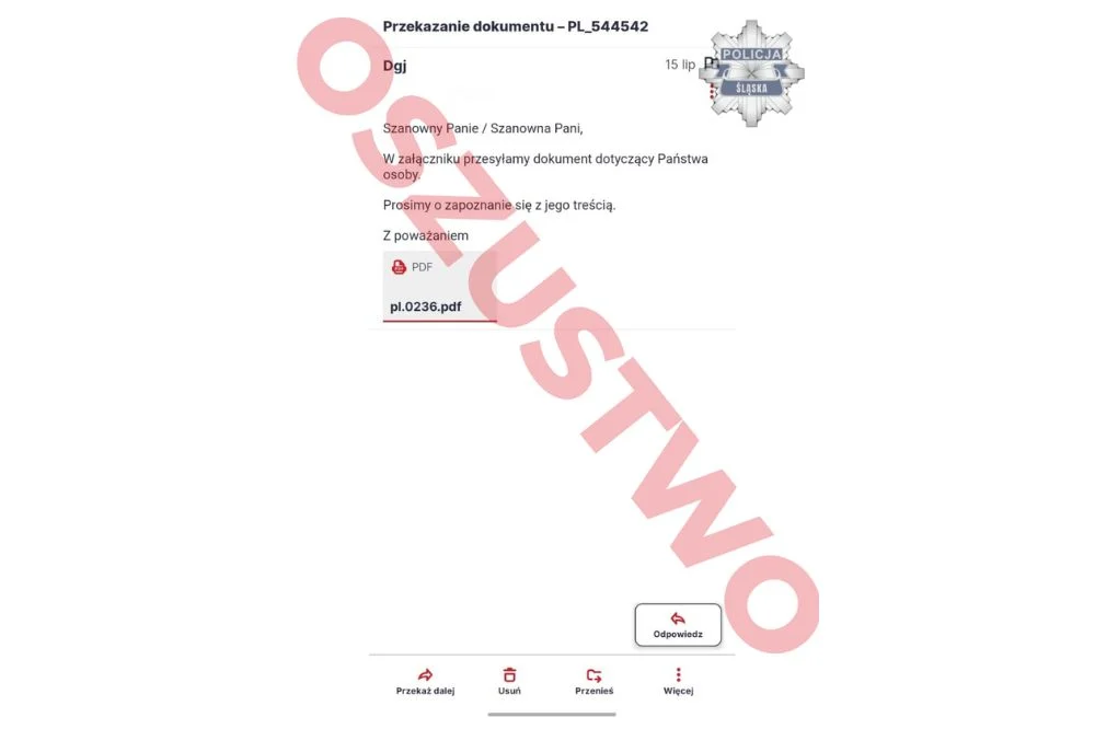 Uwaga na fałszywe e-maile. Oszuści podszywają się pod Policję
