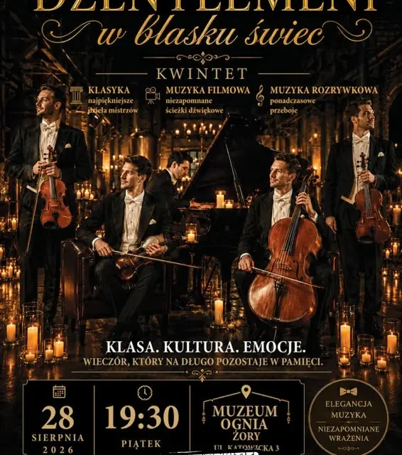 Dżentelmeni w blasku świec – koncert kameralny w Muzeum Ognia w Żorach