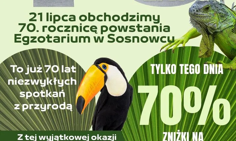 Egzotarium w Sosnowcu świętuje 70-lecie. Bilety tańsze aż o 70 procent