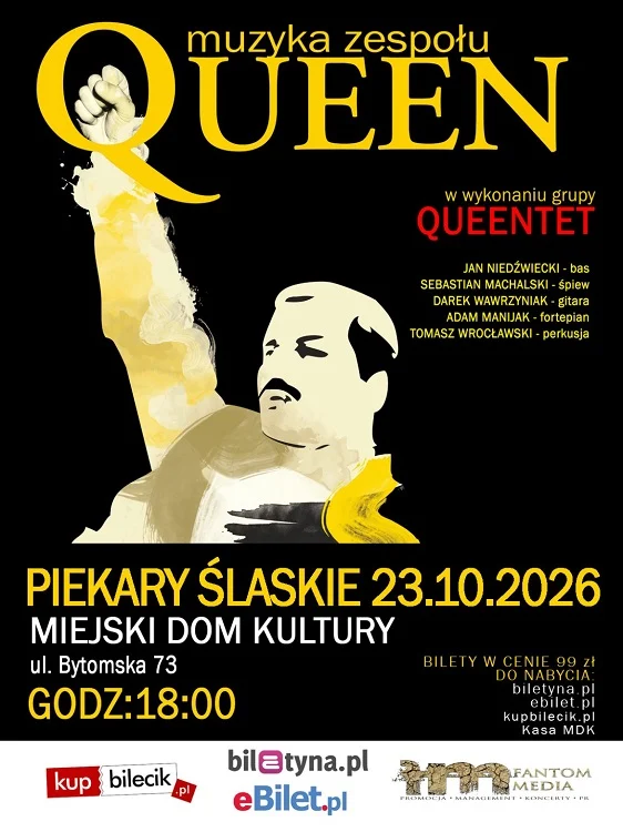 Największe hity Queen zabrzmią w Piekarach Śląskich. QUEENTET zagra w MDK / fot. MDK Piekary Śląskie