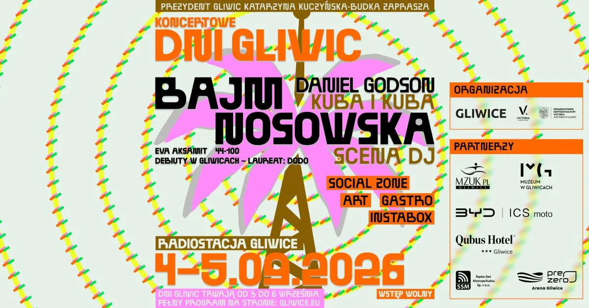 Dni Gliwic 2026. Bajm i Nosowska pod Radiostacją. Znamy pełny program