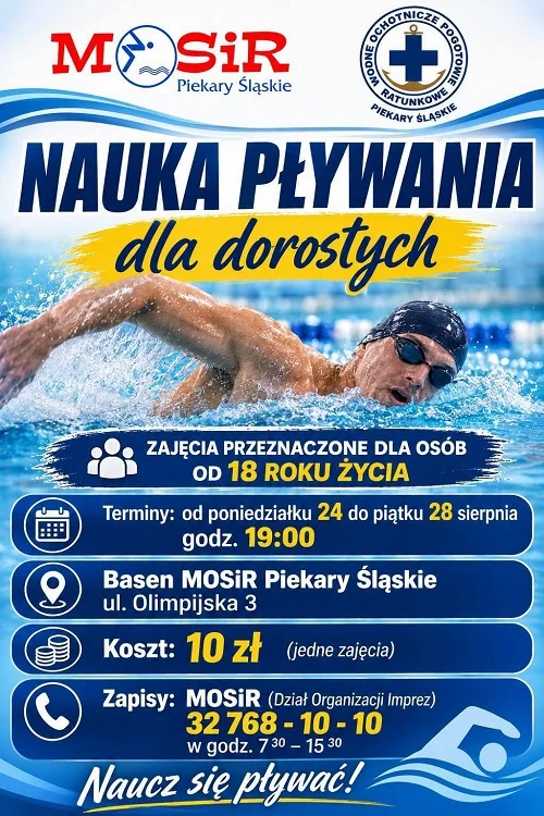 Nauka pływania dla dorosłych w Piekarach Śląskich. Ruszają zapisy / fot. UM Piekary Śląskie