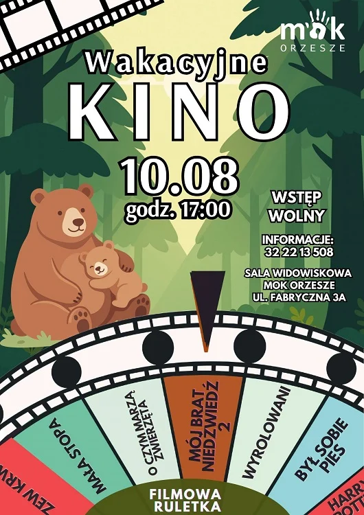 Darmowe wakacyjne kino w Orzeszu. Na ekranie „Mój brat niedźwiedź 2” / fot. MOK Orzesze